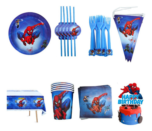 Suministros De Fiesta Temáticos De Spiderman,10 Invitados