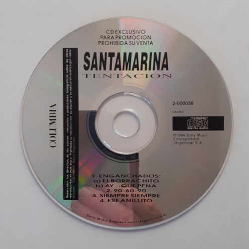 Cd Original Promo - Santamarina (tentacion)