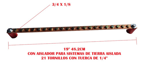 1 Barra Rack 19(48.2cm)cobre(3/4x1/8) Tor,aislador 1/4(450v)