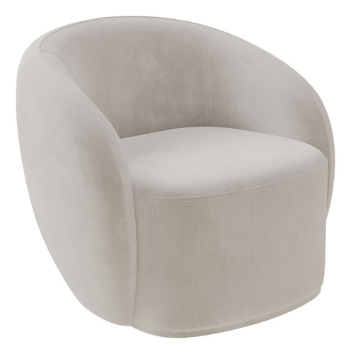 Poltrona Decorativa Para Sala De Estar Gliese Veludo Bege