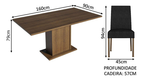 Juego De Comedor Con Mesa Y 4 Sillas Madesa Oxford Keila Mn2 Color Marron/Oxford Diseño de la tela de las sillas Liso