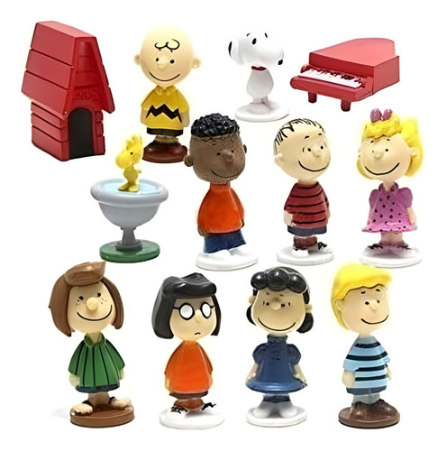 Charlie Brown Snoopy E Seus Amigos 12 Itens - 10cm