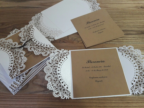 Tarjetas Caladas De Casamiento Rusticas Papel Madera Boda