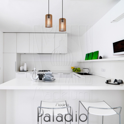 Luminária Pendente Duplo Madeira Paladio Cr Sala Jantar E27 Estrutura Rústico