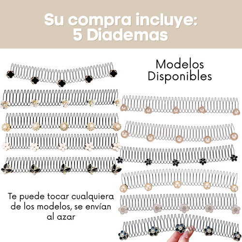 5pzs Diadema Elástica Cabello Antideslizante Perlas Flores Color Al Azar