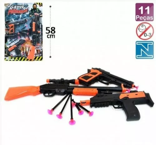 Kit Com Duas Armas Brinquedo Lança Dardos Com Alvo Pistola