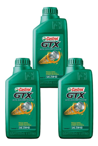 3 Castrol Gtx Alta Quilometragem 25w60 Mineral