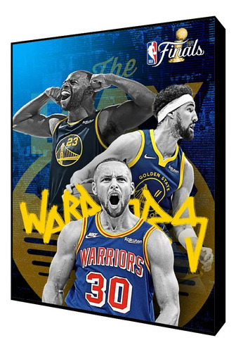 Cuadro Decorativonba A0757 State Warriors Curry Klay & Green Negro
