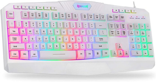 Teclado Redragon Harpe2 K503 Rgb Silencioso Blanco Con Cable