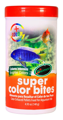 10 Pzs De Super Color Bites Alimento Para Peces Bote 140 G