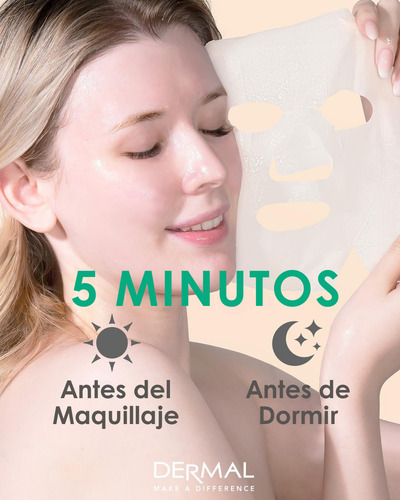 Dermal, Mascarilla Té Verde X10, Hidratante Y Calmante