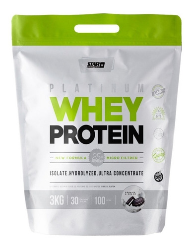 Suplemento en polvo Star Nutrition.  Platinum Platinum Whey Protein proteína sabor cookies & cream en sachet de 3kg