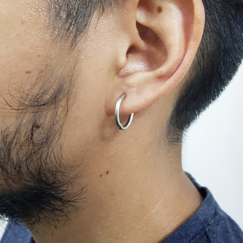 Par Arete Aro Retráctiles Presión Acero Delgado Unisex