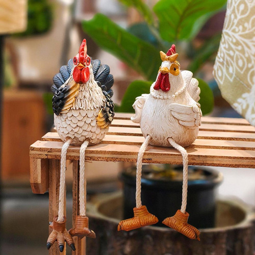 2 Piezas Estatuas De Pollo Decorativas Figuras De Pavo