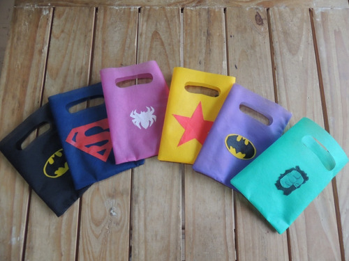 3 Bolsitas Golosineras  Accesorio Superheroes