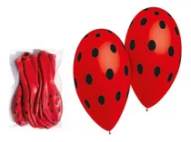 Comprar 50 Globos De Látex # 12 Polka Rojo Con Lunares Negros 30 Cm