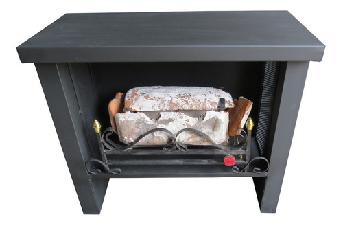 Imagen 1 de 5 de Hogar Metalico Negro Mate Con Leños A Gas De 6500 Calorias