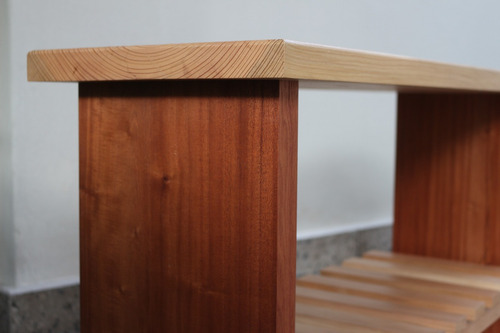 Pie De Cama Banco Zapatero Madera Con Entrepiso!