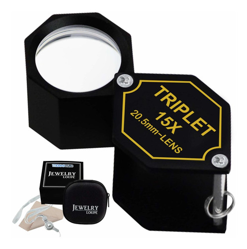 Lupa 0.827 in Led Para Joyeria Marco Negro Plegable Triple