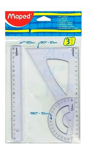 Kit De Geometria 3 Piezas De 20 Cm Maped