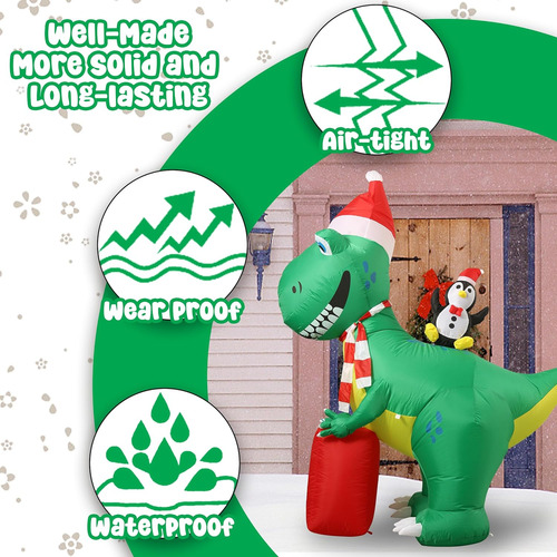M Mingle Dinosaur Inflable Inflable, Decoraciones Navideñas