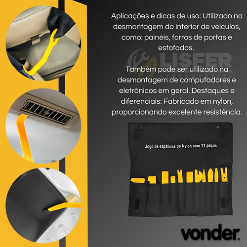 Conjunto De Espátulas Nylon Automotivas Com 11 Peças Vonder