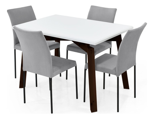 Set De Comedor Irlanda 4p + Silla Ibiza Tela Color Plata