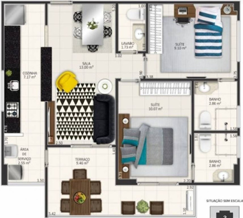 Imagem 1 de 1 de Apartamento, 2 Dorms Com 67 M² - Guilhermina - Praia Grande - Ref.: Gf68 - Gf68