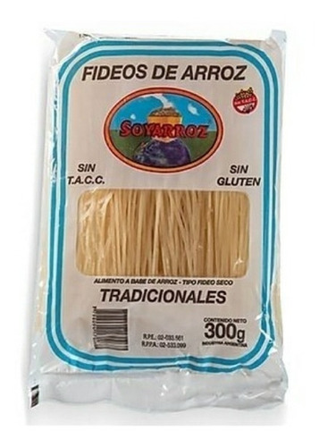 Fideos De Arroz  Natural Fino -  Soyarroz  X 300 Gr 