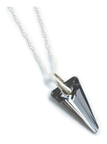 Collar Con Cristal Swarovski Pendulo Spike 18mm Plata 925