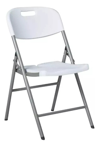 Silla Plegable De Plastico Metal Camping Jardín Color Blanco
