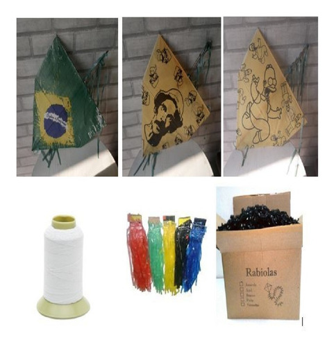 1 Kit Pipeiro 25 Pipas De 45cm + Rabiola + Linha 500 Jardas