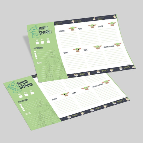 Imagem 2 de 2 de Bloco Planner Semanal C 12 Folhas Grogu Baby Yoda Star Wars