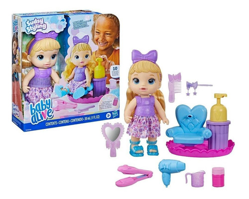 Boneca Baby Alive Sudsy Styling Cabelos Loiros F5112 Hasbro