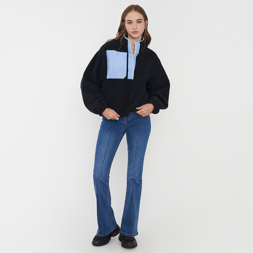 Polerón Mujer Polar Color Block Negro Corona
