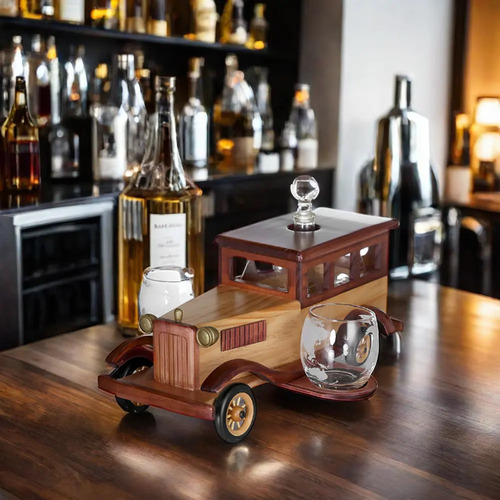 Decantador De Whisky Licor Botella Y 2 Vasos Auto Cachila