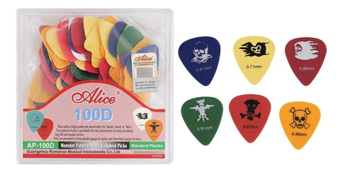 Caja De 100 Uñas Picks Plumillas Plexo Puas De Guitarra Alic