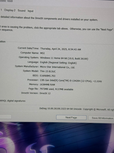 Laptop Gamer Msi Katana 15.6 I7 1tb/32gb Nvidia Rtx 4050 Negro (Usado)