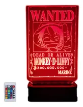 Comprar Lámpara Acrilico Led Multicolor One Piece Wanted Anime