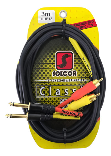 Cable De Audio 2 Rca A 2 Plug 6.3mm Solcor 3 Metros Edup13