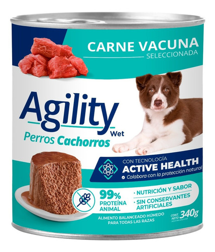 Alimento Agility Agility para cachorros para perro cachorro todos los tamaños sabor carne en lata de 340 g