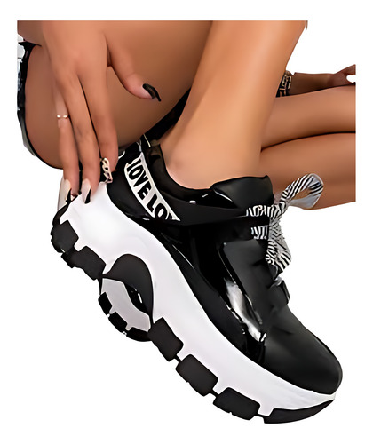 Zapatilla Mujer Plataforma Sneakers Love Urbana Liviana