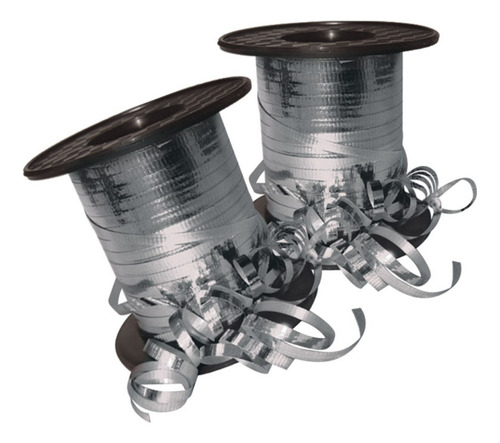 2 Hilo Curly Metalico Curling Ruling Liston Rulin Color Plateado