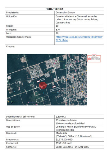 Venta De Terreno En Tulum, Quintana Roo. (2,500 M²)