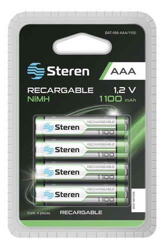 Imagen 2 de 5 de Paquete De 4 Pilas Recargables De Alta Capacidad Aaa Nimh
