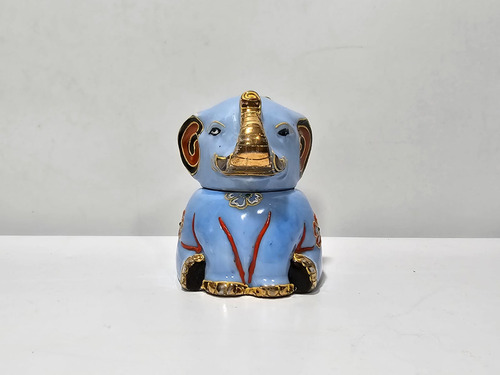 Antiguo Tintero De Escritorio Porcelana Elefante Japon
