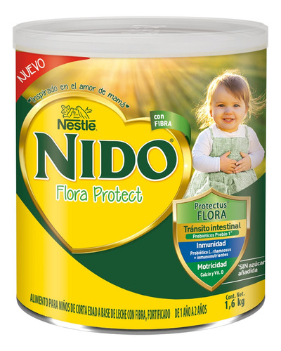 Alimento Niños De Corta Edad Nido Flora Protect 1 Lata 1.6kg A Base De Leche En Polvo