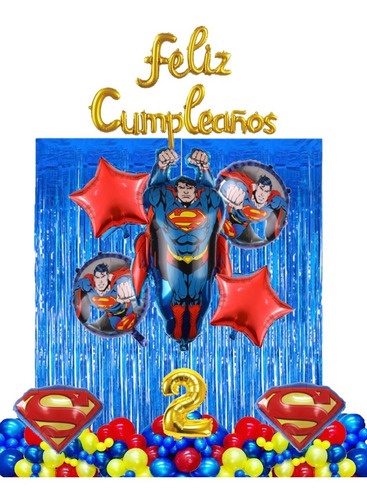 Set De Globos Superman Decoración Fiesta De 43  Piezas