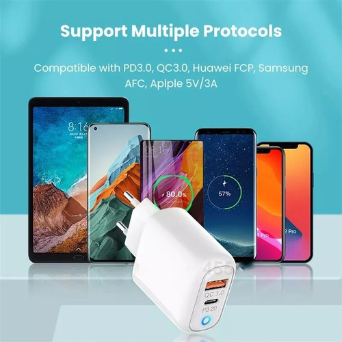 Cargador Enchufe Doble 20w Carga Rápida Para iPhone/iPad