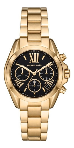 Relógio Michael Kors Feminino Mk6959/1pn Dourado Dourado-esc Bisel Dourado-escuro Fundo Preto